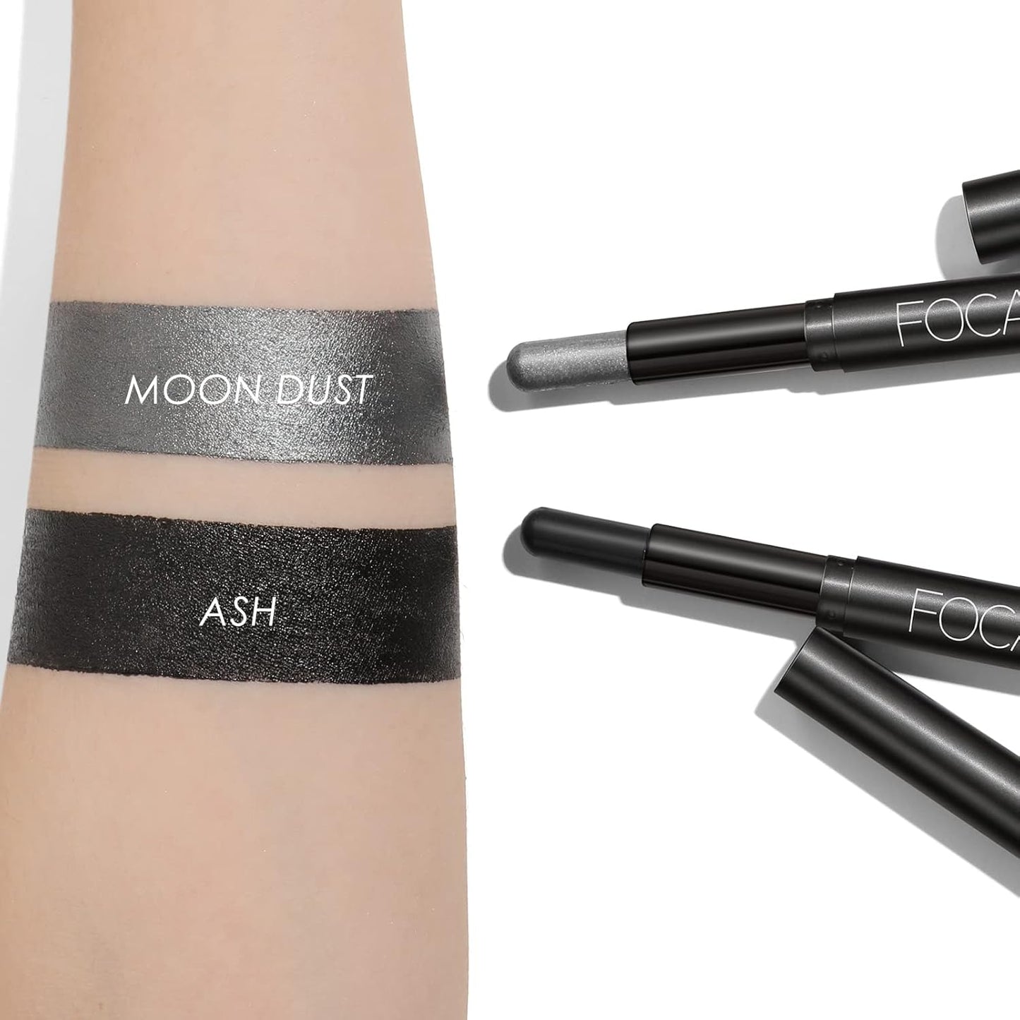 FOCALLURE 2 Pcs Cream Eyeshadow Stick,Brightener Eyeshadow Pencil Crayon,Highlighter Eye Shadow Stick Sets with Crease-proof Formula,Long Lasting Waterproof Eye Shadow Make Up,Smoky-night