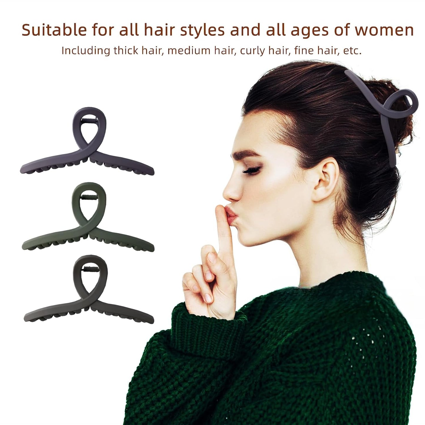 Large Hair Claw Clips Non-Slip Large Claw Hair for Women and Girls, Strong Hold Banana Jaw Clips for women 6 pcs