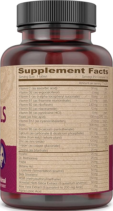 DEVA Vegan Vitamins Hair, Nails & Skin Supplement with 500 mcg of Biotin Per Tablet 90 Tablets (Pack of 2)