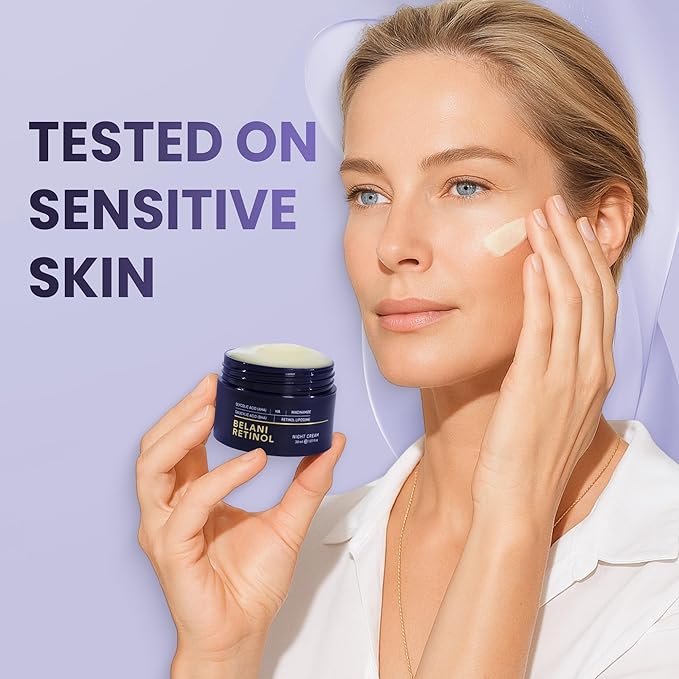 ABERA Belani Retinol Night Cream with Collagen & Hyaluronic Acid – Anti-Wrinkle, Fine Line Smoother, Even Skin Tone, Hydrating Facial Moisturizer for Women (1.01 Fl Oz)