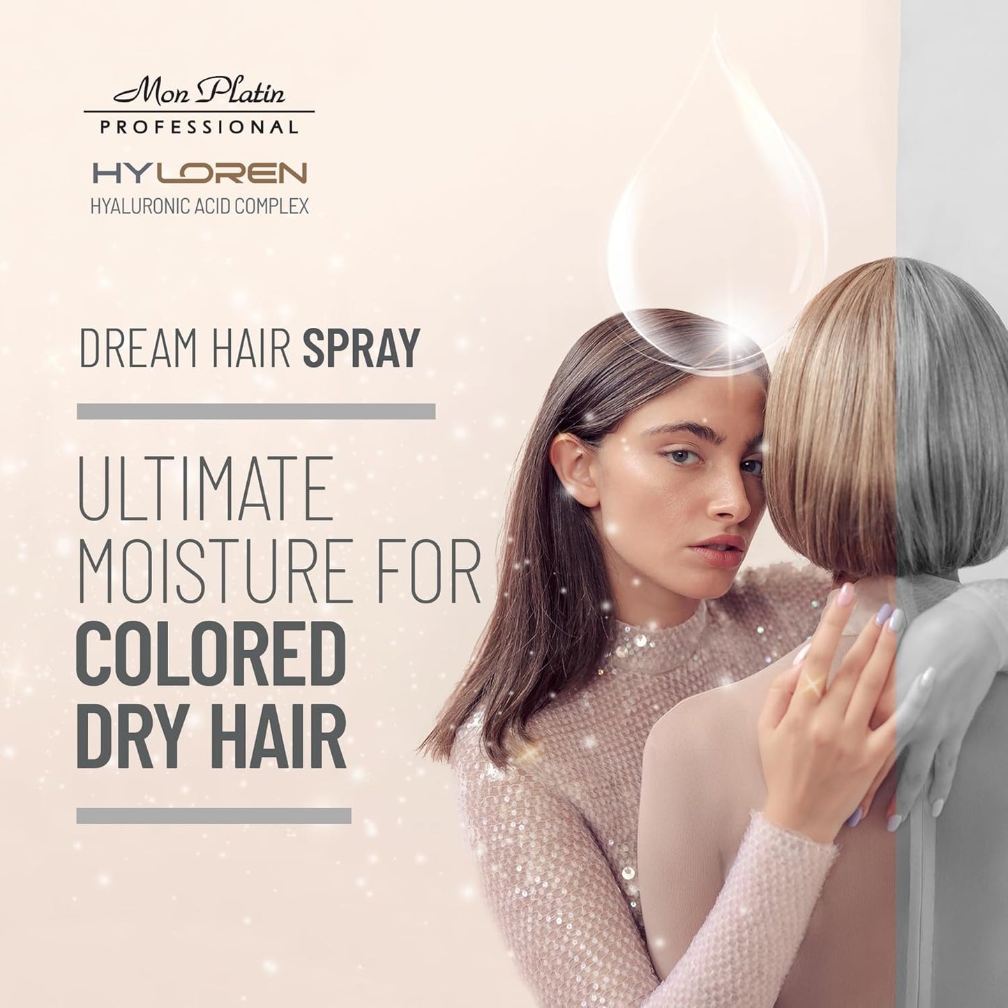 Hyloren Dream Blow Dry Hair Spray Heat Protection for Colored/Dry Hair - Color Save Formula, Humidity Resistant, Smooth, Uniform Hair, Locks in Moisture, High Gloss Shine - 250ML