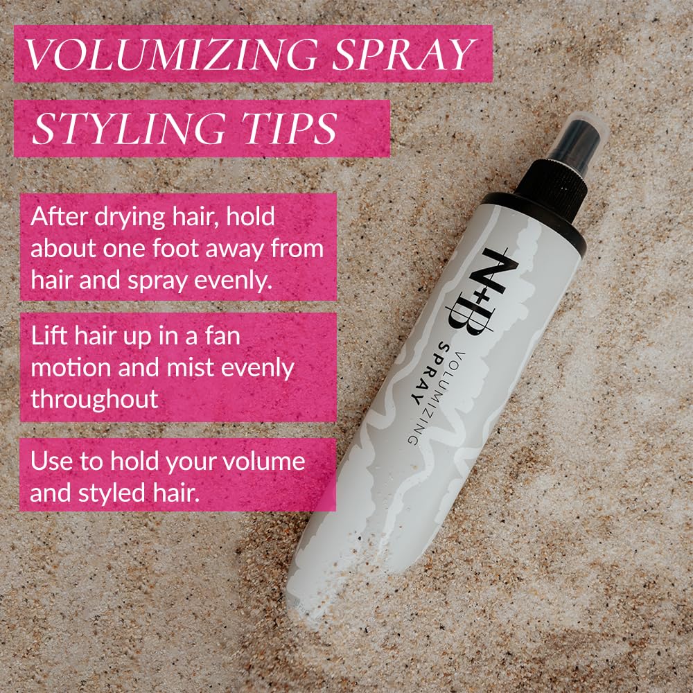 N+B Volumizing Spray | Medium Hold, Fast Drying, Lightweight | Non-Sticky, Fights Frizz, Heat Protectant, Adds Volume | For All Hair Types and Textures | 10 oz