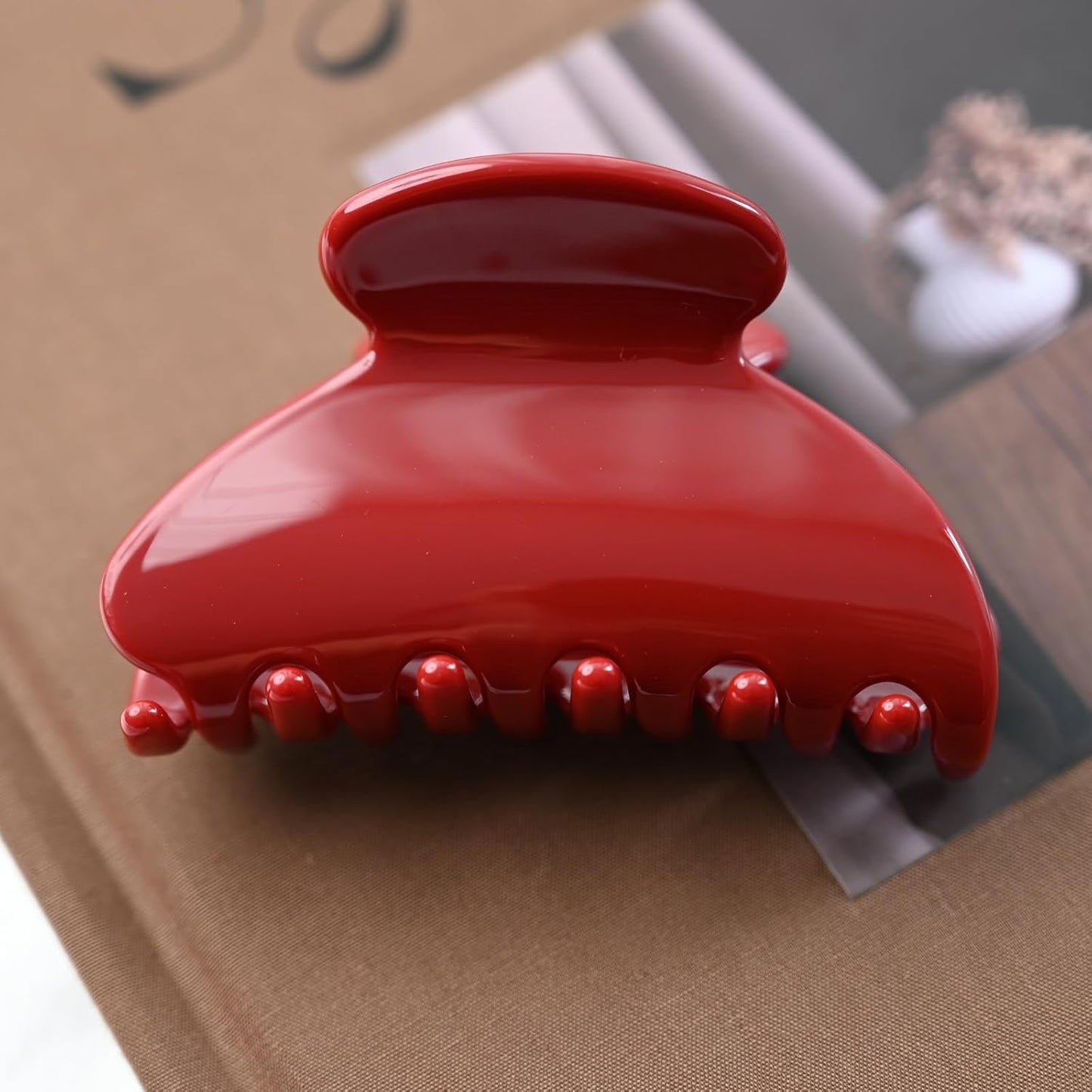 Handmade Celluloid Acetate French Design Barrettes Tortoise Shell Claws Hair Claw Luxury Fashion Accessories Hair Clip for Women (burgundyred)