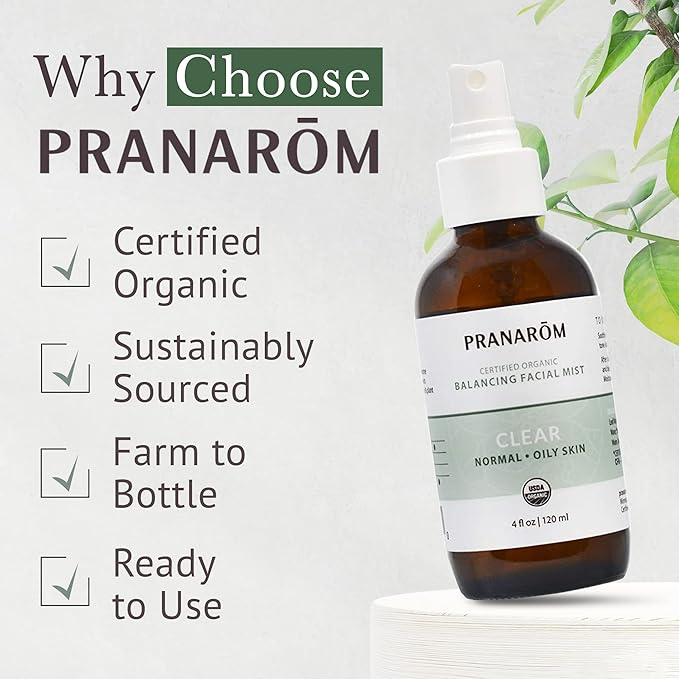 Facial Mist (4oz / 120ml) - 100% Pure & Natural Essential Oil Facial Mist for Dry Skin Hydration & Toning (Clear (Oily Skin))