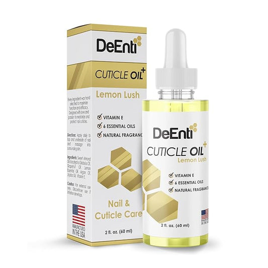 DeEnti Cuticle Oil, Jojoba Oil for Nails, 2oz Hydrating Cuticle Nail Oils, Lush Lemon Scented Cuticles Repair, Vitamin E Nail Supplies, Professional Salon Quality Manicure Supplies