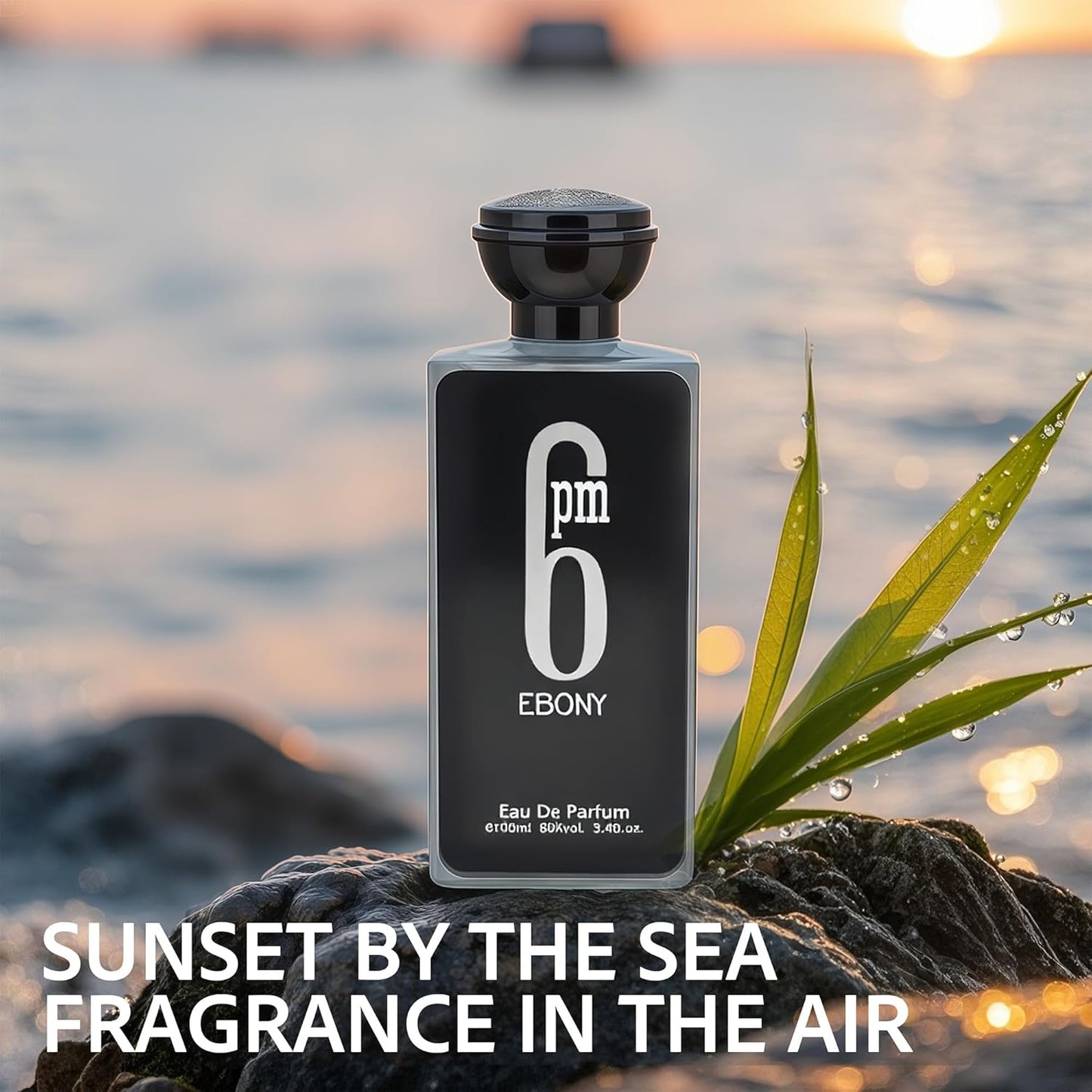 Cologne for Men 6PM Ebony 3.4 Fl Oz Eau de Toilette Spray Noted with Bergamot,Lavandin,Orange Blossom,Amber&Vanilla Fragrance Alcohol-Free Luxury Men's Perfume for Daily Use