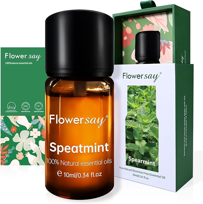 Spearmint Essential Oil 0.34Oz - 100% Pure Natural MAX Undiluted Premium Therapeutic Grade Essential Oils for Diffuser/Skin Care/Massage/Hair/Toenails