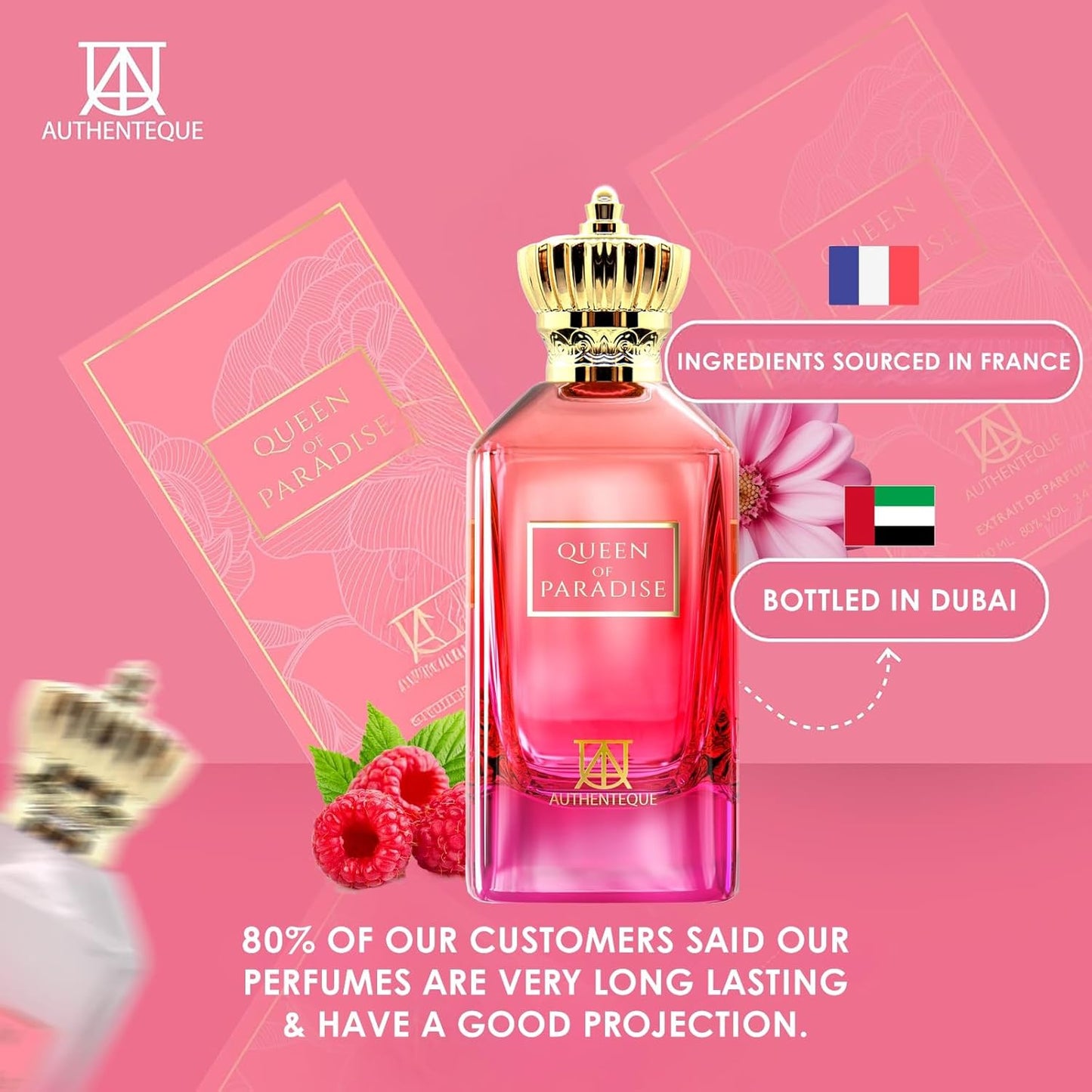 Queen of Paradise - Long Lasting Perfume for Women - Eau de Parfum - Madagascar Vanilla, Lavender, Mandarin Fragrance Luxury Arabian Perfume 3.4oz (100ml)
