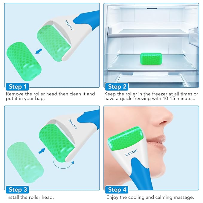 Ice Roller for Face Eyes,Womens Gifts,Face Massager Roller Puffiness Migraine Pain Relief and Minor Injury (Green)