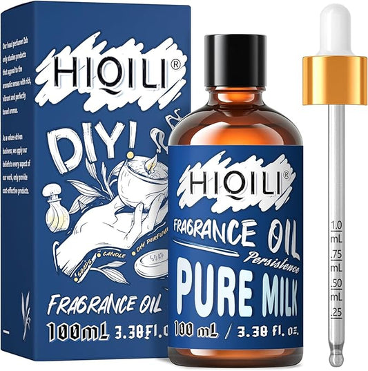 HIQILI Pure Milk Essential Oil 100ml - Gourmand Fragrance Oil for Diffuser, Laundry, Long Lasting Scented Oil for Soap, Bath Bomb, Candle Making 3.38 Fl Oz
