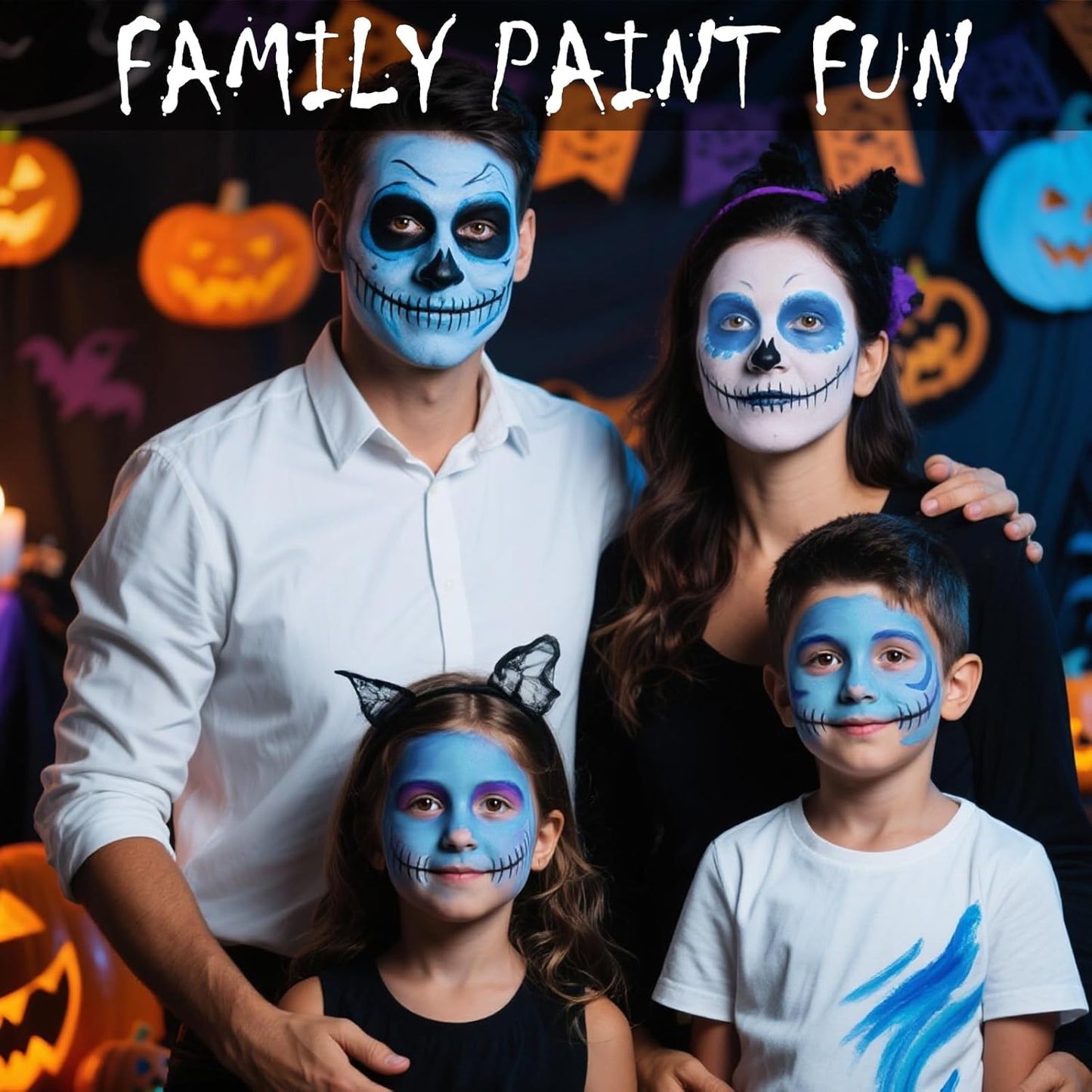 Face Body Paint Kit for Kids & Adults, Non-Toxic Water-Based Professional Face Painting Palette with Brushes for Halloween Clown Goth Vampire SFX Makeup, Art Stage Cosplay Parties, Sky Blue