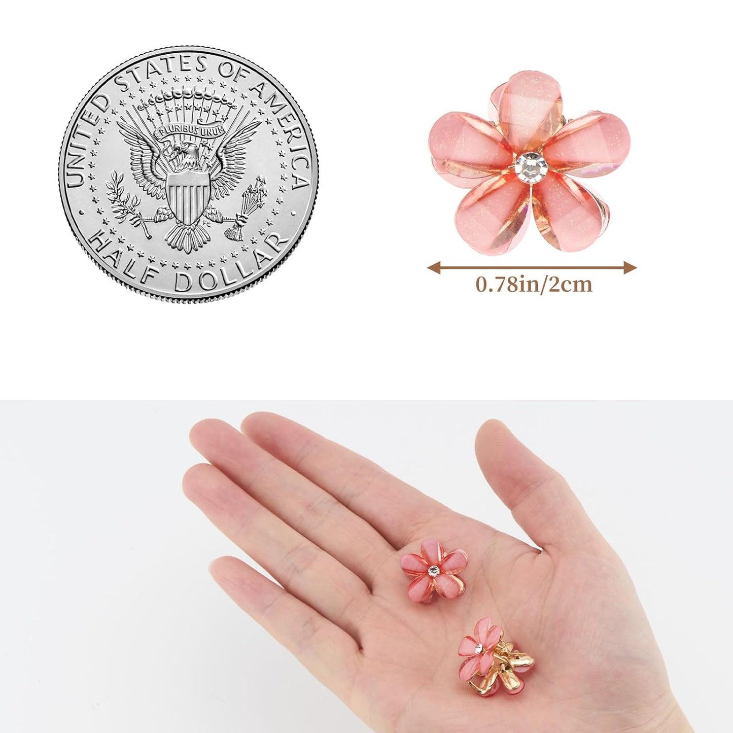 Small Flower Hair Clips for Women 16PCS Colourful Mini Crystal Flower Claw Clips for Thin/Thick Curly Hair Non Slip Bangs Pins(16PCS-Style 7)