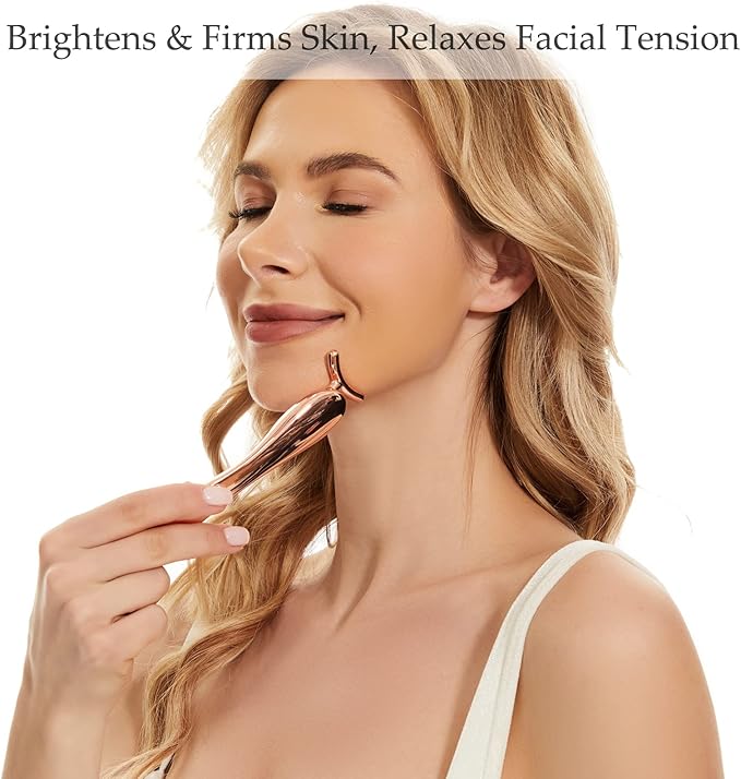 I·B·N G Jade Face Roller, Facial Rollers for Women, Face Massage Skin Care Beauty Tools with 3 Interchangeable Heads (Pink+Rose)