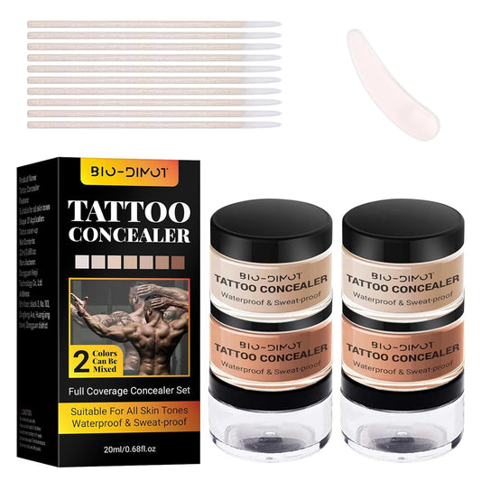 DIMOT Tattoo Cover Up, 2 Colors Waterproof & Sweatproof Tattoo Cover Up Makeup, Invisible & Natural, Skin-Friendly Body Makeup Suitable for Tattoos, Scars, Spots & Vitiligo - 2PCS (2PCS)