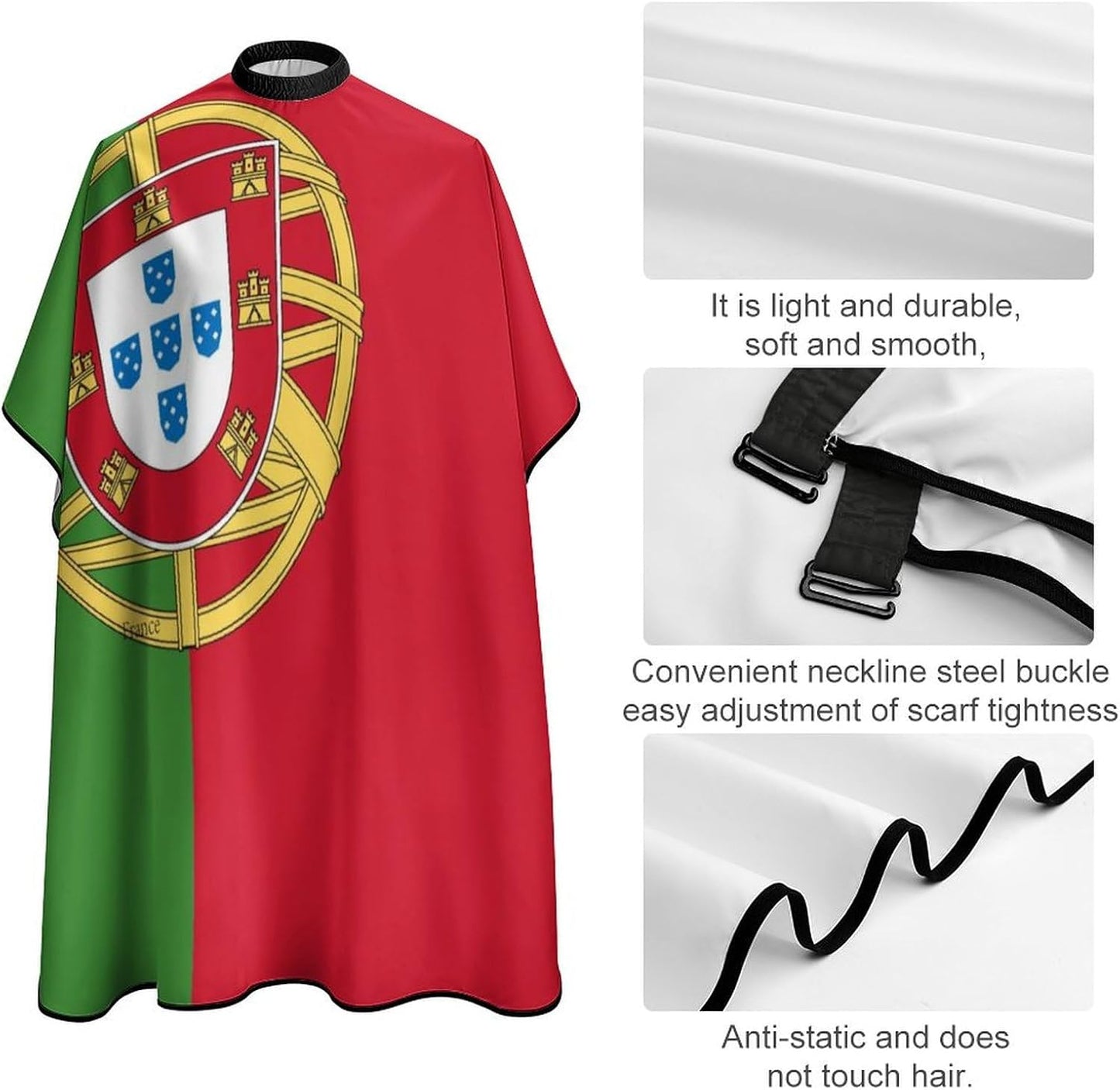 Professional Barber Cape for Adults, Waterproof Salon Haircut Capes Lightweight Haircut Apron Hair Cutting Salon Cape Gown (Portugal Flag Art, 55x66 Inch)