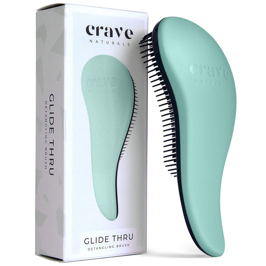 Crave Naturals Glide Thru Detangling Hairbrush That Glides Through Tangles for Wet, Dry and Damaged Hair - Gentle Detangler Styling Tool for Adults, Kids, Men and Women - 7.5 x 3 in, Turquoise