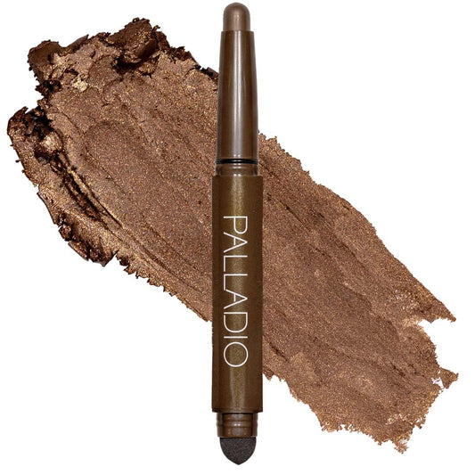Palladio Waterproof Eyeshadow Stick with Blending Sponge, Long Lasting & Effortless Application, Smudge Free & Crease Proof Formula, Matte & Shimmer Shades, Buildable Eye Shadow (Chocolate Shimmer)