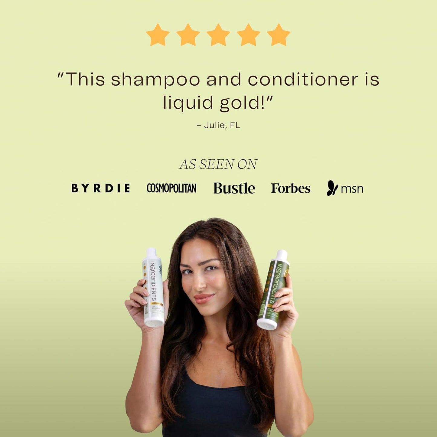 Ingreendients Non Toxic Vegan Shampoo and Conditioner with Organic Ingredients, Apple Cider Vinegar, Tea Tree Oil - Color Safe, Paraben & Gluten Free, Silicone & Sulfate Free, pH Balanced