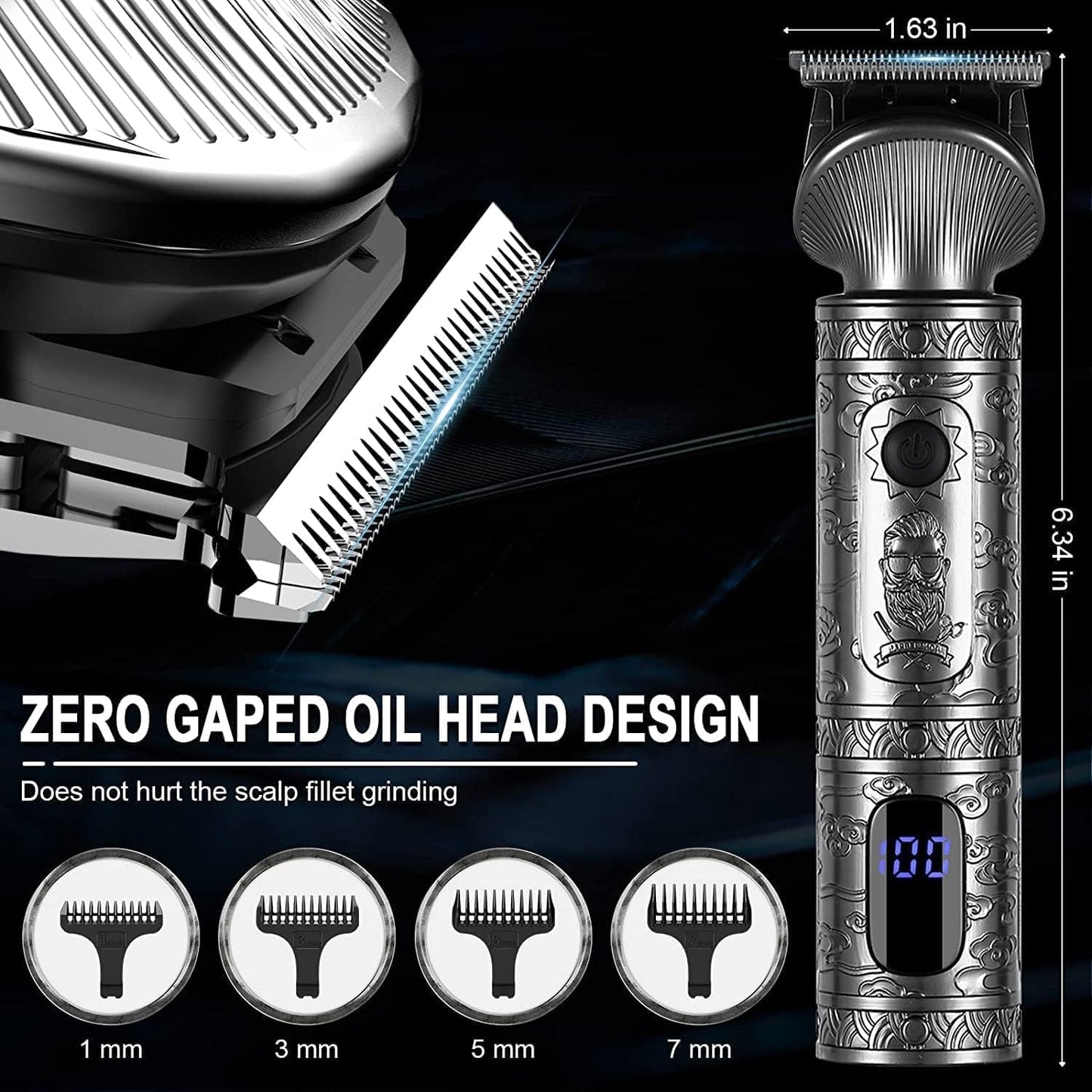 Hatteker Beard Trimmer Kit for Men Professional Hair Clipper T-Blade Beard Hair Shaver Nose Trimmer Hair Cutting Kit Body Grooming Kit Cordless 6 in 1