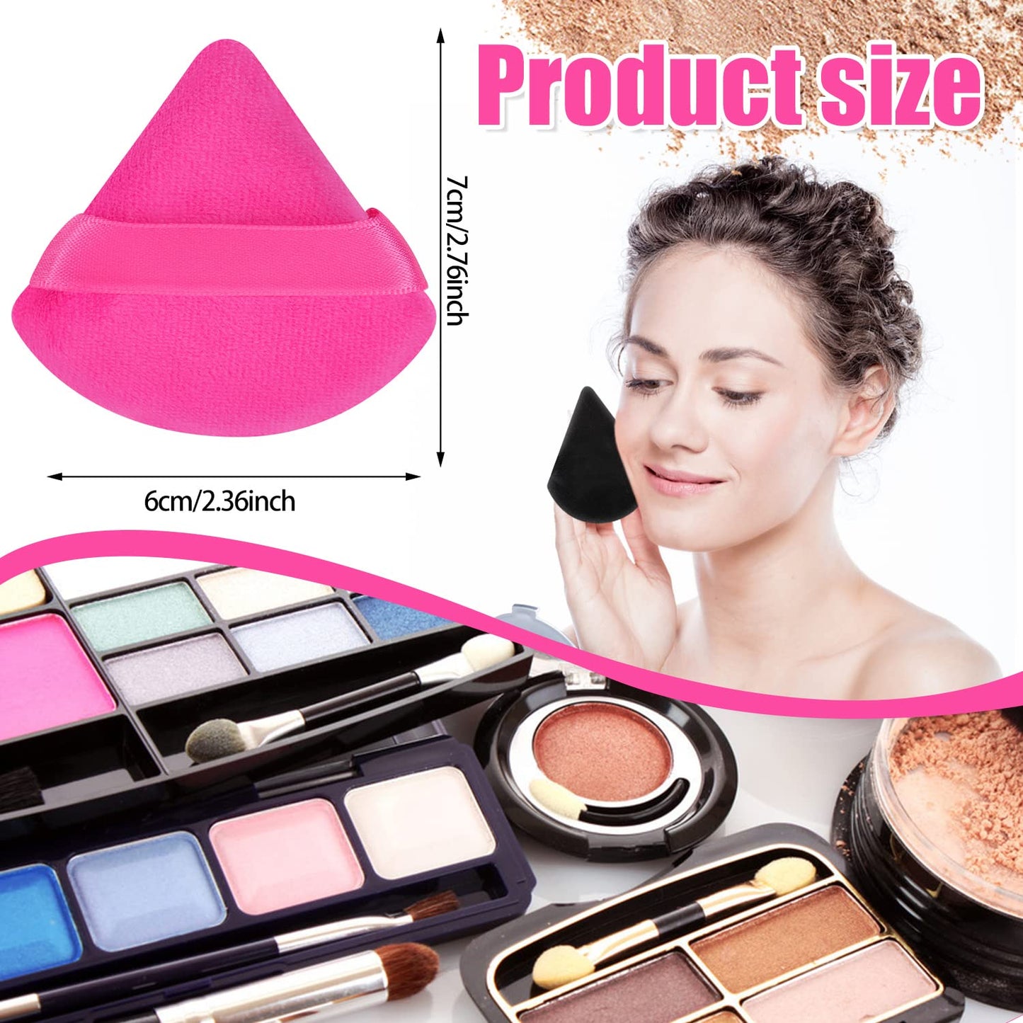 Pimoys 6 Pieces Powder Puff Face Soft Triangle Makeup Puff for Loose Powder Setting Powder, Velour Foundation Sponge Makeup Blender Sponge Beauty Makeup Tool