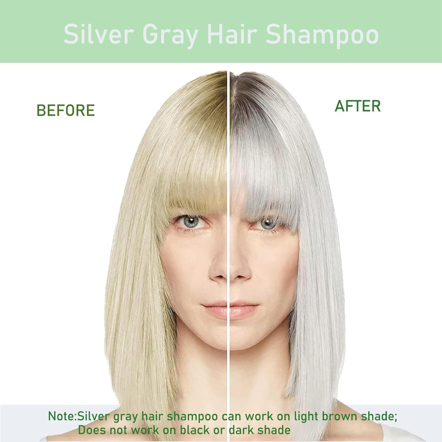Fvquhvo Silver Gray Hair Dye Shampoo, Hair Color Shampoo for Women Men, Long Lasting Silver Grey Hair Dye, Champu Para Canas, Colors in Minutes, Easy to Use, 16.90 Fl Oz