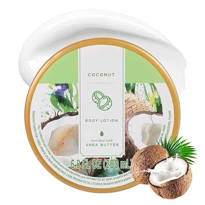 Princess Belle Coconut Body Lotion, Shea Butter Body Lotion for Women and Men Dry Skin, Deep Moisturizing, Hydrating and Softening, Smell Good, 200ml(6.8floz)