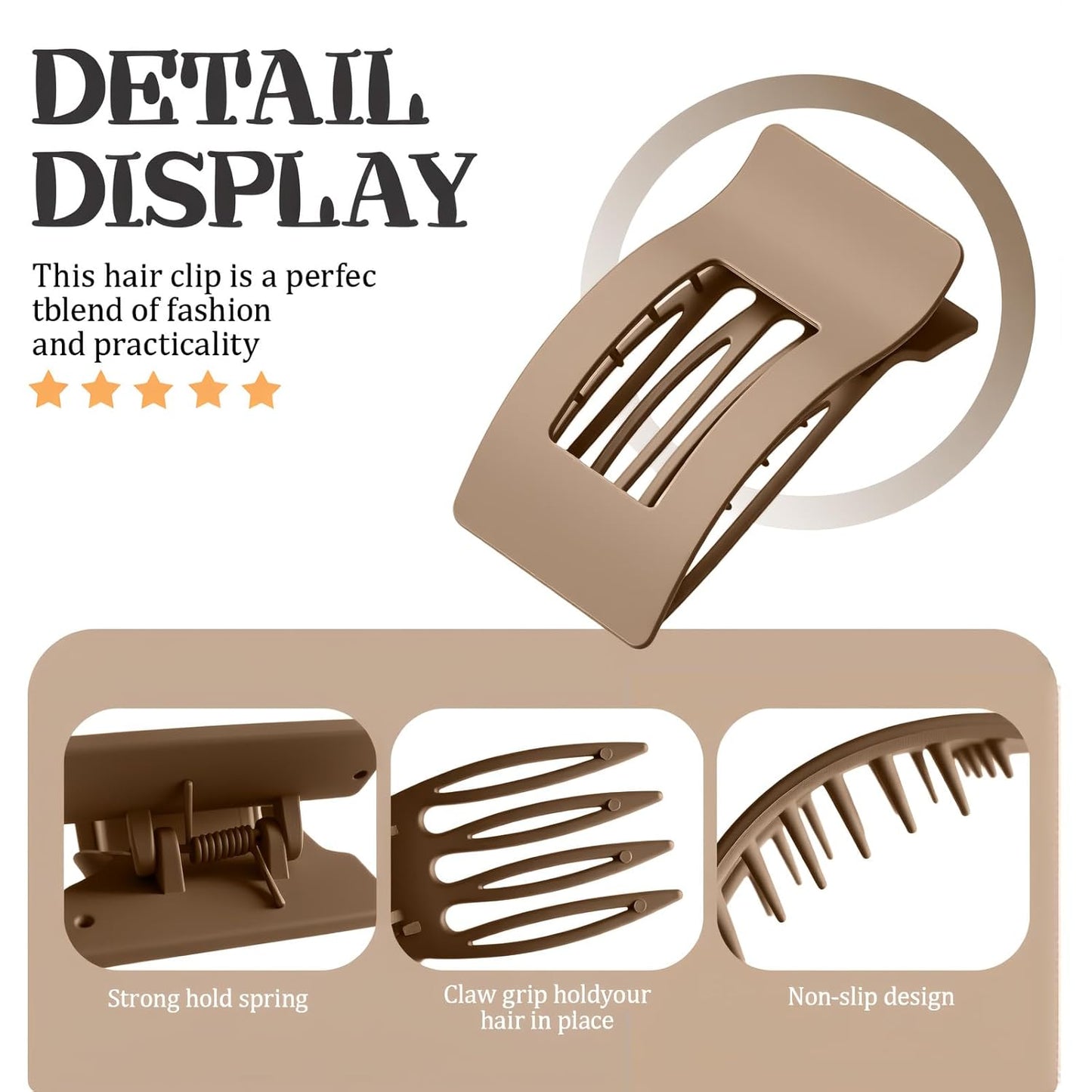 8 PCS French Flat Hair Clips for Women Girls,Matte Lay Flat Claw Clips, Large No-Slip Claw clips for Thick & Thin Hair, Strong Hold Styling Barrettes Accessories for Daily Styling