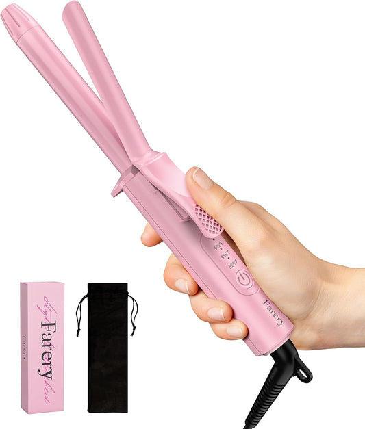 FARERY Mini Curling Iron for Short Hair, 1/2 Inch Travel Size Curling Iron Dual Voltage, Ceramic Mini Hair Curler with 3