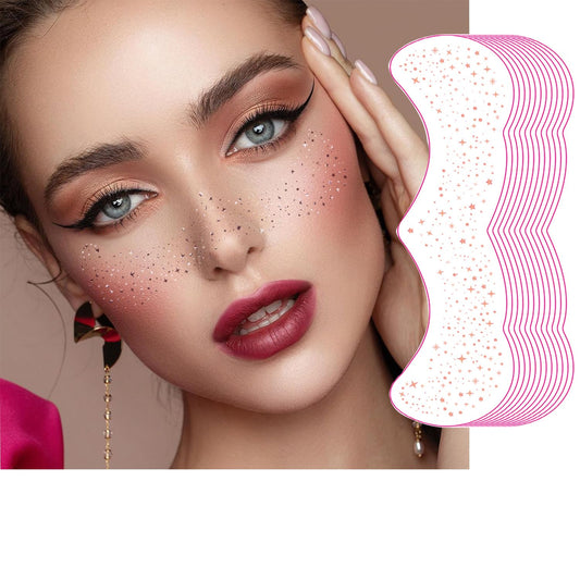 Face Glitter Patches Tattoos, 12 Sheet Glow Up Makeup Speckles Cute Face Glitter Accessories for Women