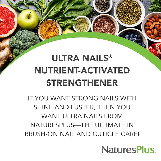 NaturesPlus Ultra Nails Nutrient-Activated Strengthener - .25 fl oz - Naturally Strengthens Nails & Cuticles - Conditions Nails With Aloe, Calendula, Vitamins & Protein - Formaldehyde Free, Vegan