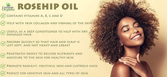 cocojojo Rosehip Oil for Face, Rose Oil for Face, Rose Hip Oil for Face, Rosehip Oil, Pure Unrefined Cold Pressed All Natural for Hair Skin Face Body Nails - 16 Oz