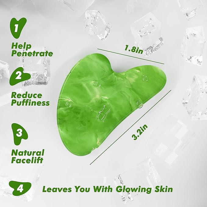 Ice Roller & Gua Sha Set, Skin Care for Face Wrinkles and Puffiness, Self Facial Massage Tools