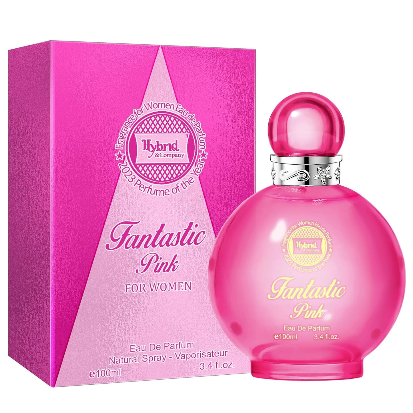 Hybrid & Company Fantastic Pink For Women Clectic Mixe Pizazz Giddy Wonderful Fragrance for Womens Perfume, 3.4 Fl Oz