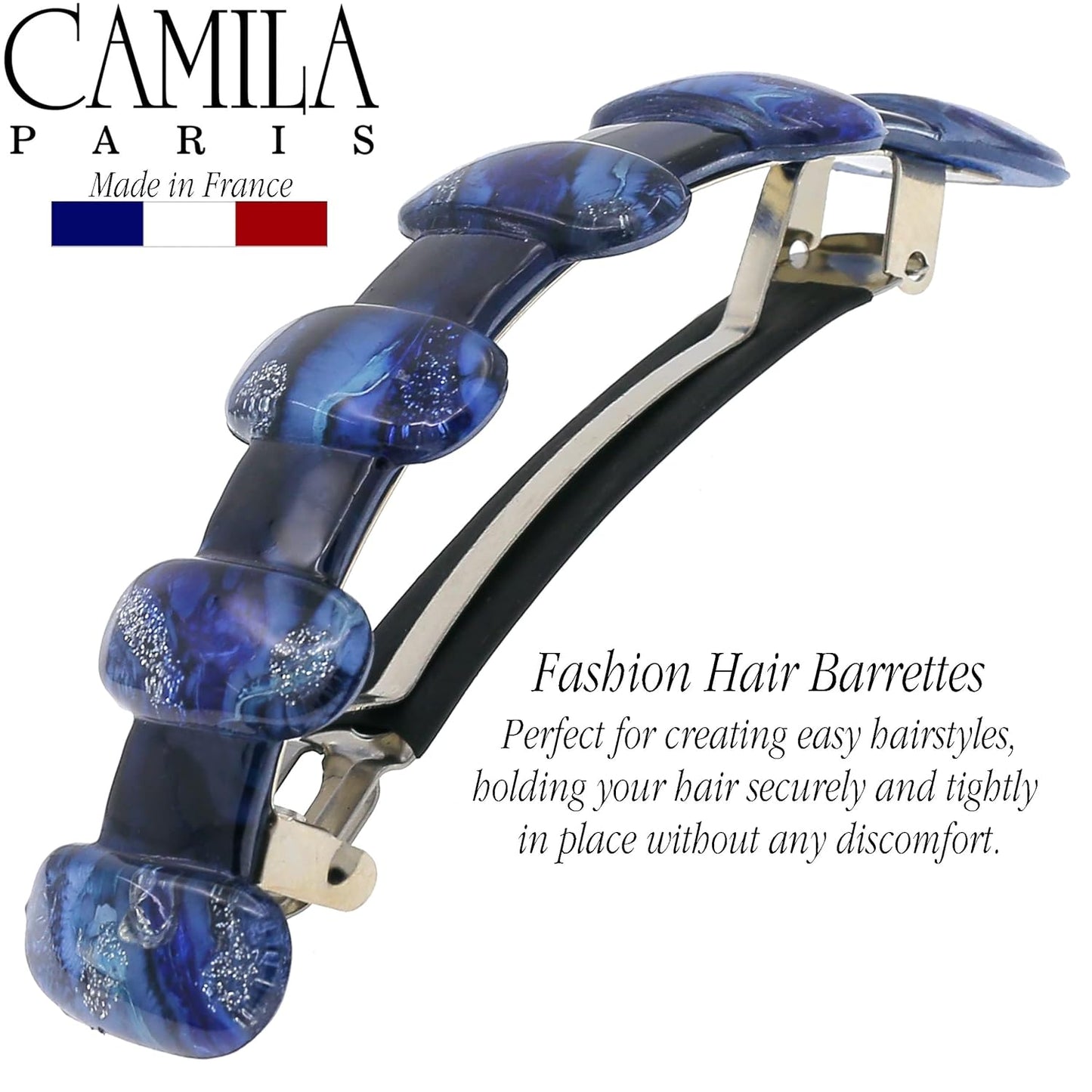 Camila Paris CP3302 French Hair Barrette Clip for Girls for Thick Curly Wavy Long Hair, Strong Hold Grip Hair Clips for Women, Automatic, No Slip Durable Styling Girls Hair Accessories, Made in France