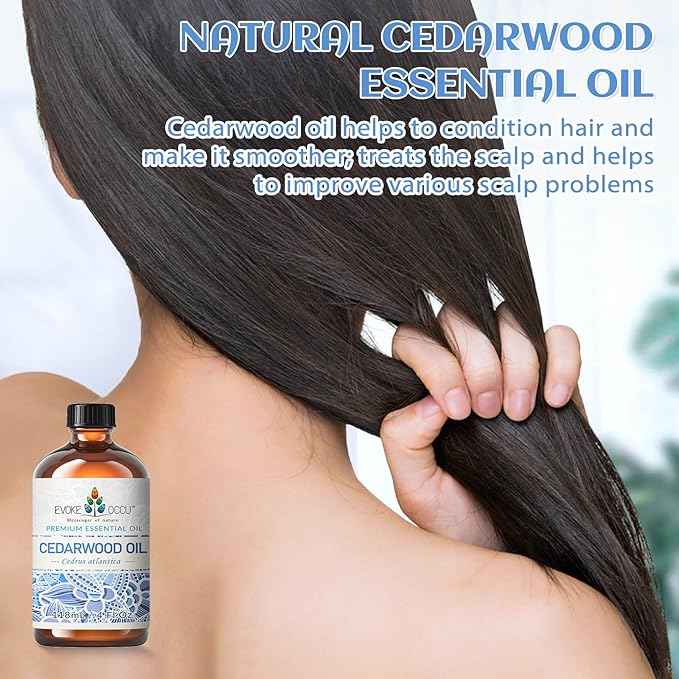 EVOKE OCCU Cedarwood Essential Oil for Air Freshening, Hair Care, Add to Spray Diffuser Conditioner - 4 Fl Oz