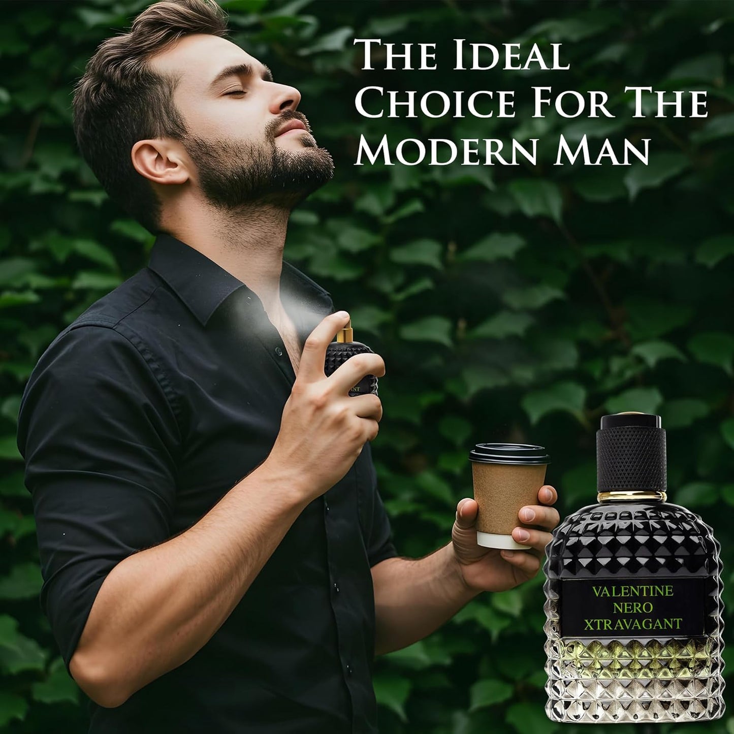 Valentine Nero Xtravagant for Men - Oriental Fougere Fragrance - Top Notes of Calabrian Bergamot & Espresso Coffee Accord - Base Scents of Refined Vetiver - Elegant 100ml Bottle, Parfume for Men