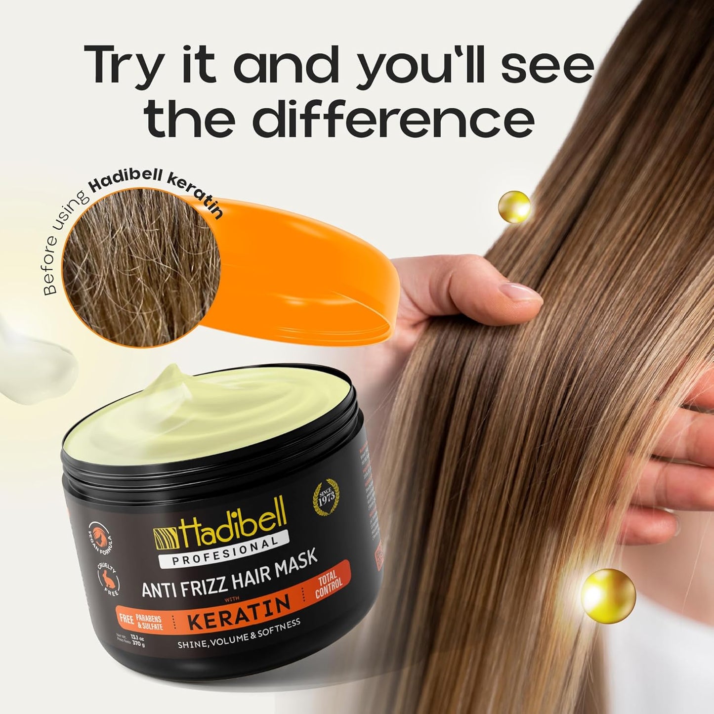 Hadibell Hair Repair & Hydration Pack, Keratin Treatment & Nourishing Argan Oil Hair Mask with Silicone Scalp Scrubber with Dispenser for Dandruff and Exfoliating