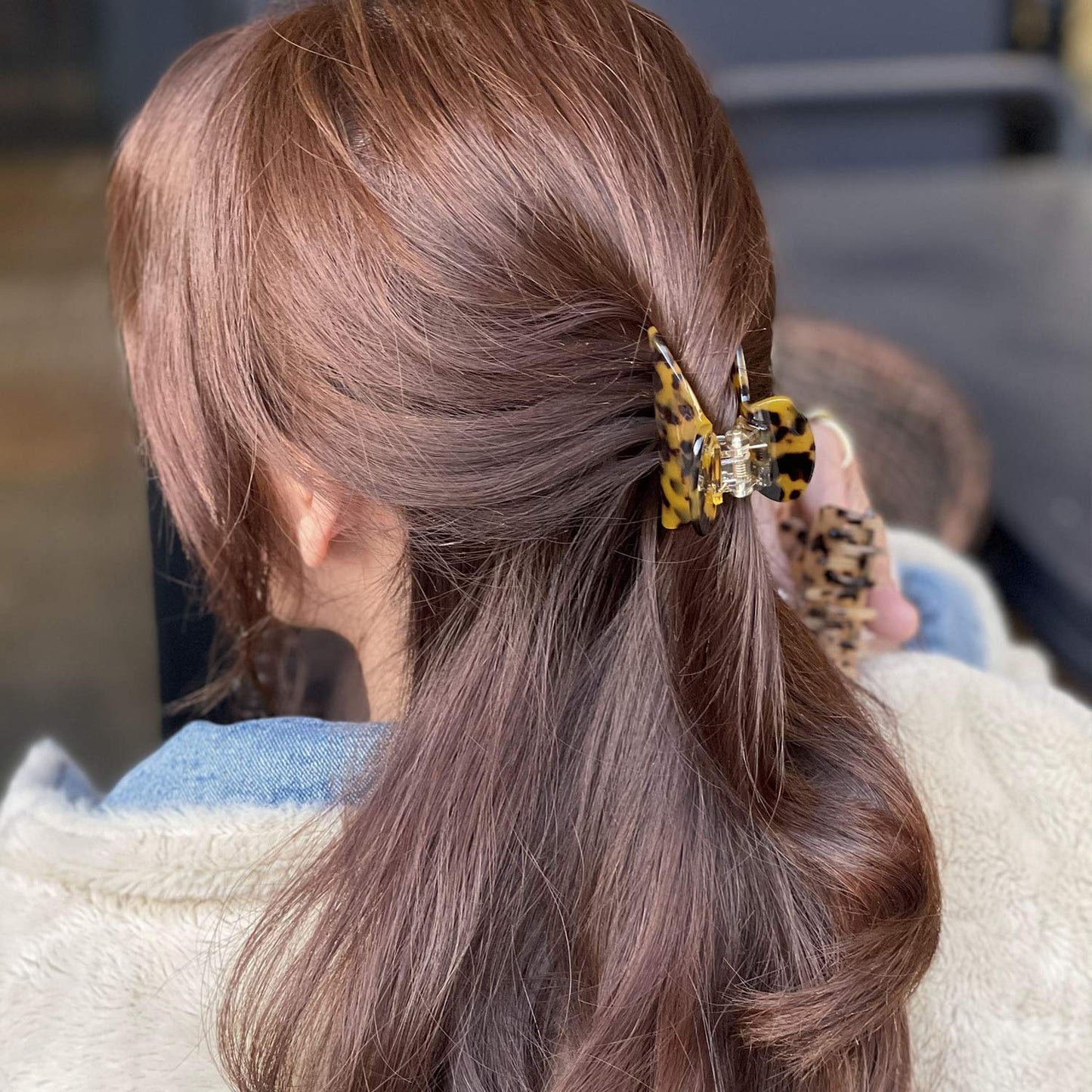 2PCS 2.75 inches Hair Claw Banana Clips tortoise Barrettes Celluloid French Design Barrettes celluloid Leopard print Small Fashion Accessories for Women Girls(SET4)