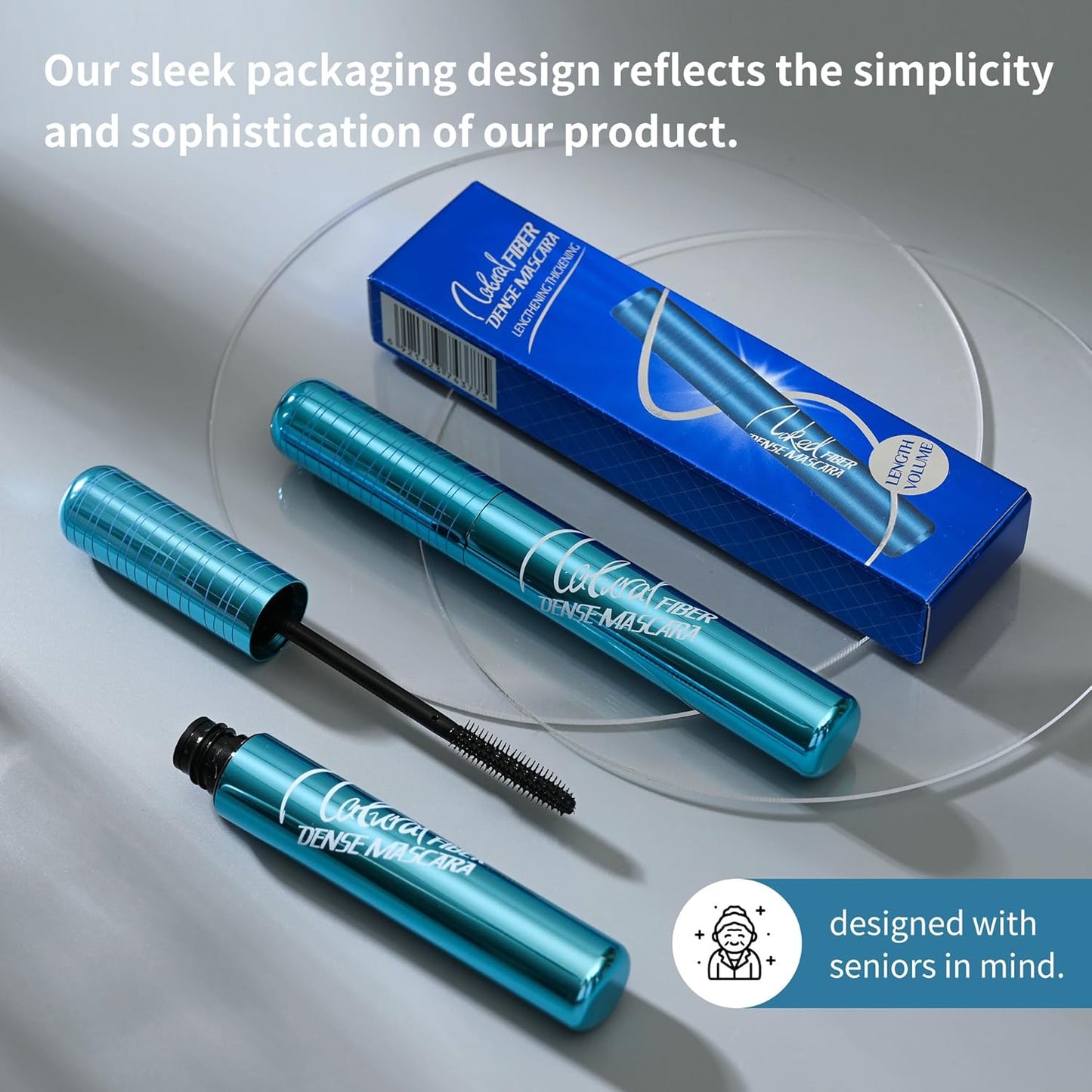 2 Pack Mascara for Older Women, Volumizing Waterproof Hypoallergenic Black Mascara for Thinning Lashes & Sensitive Eyes, Smudge-Proof Formula (Pack of 2)