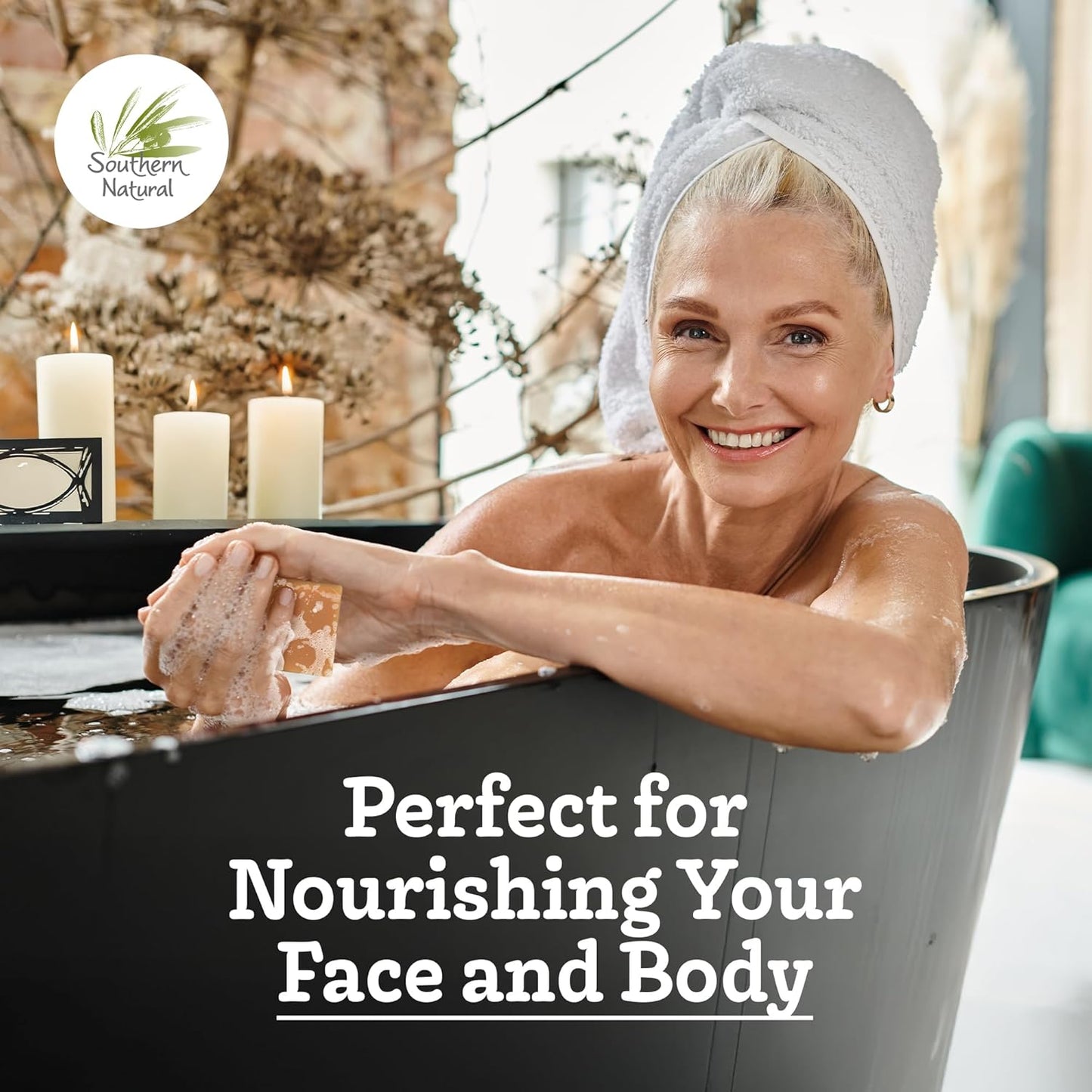 Southern Natural Goat Milk Soap Bar - 3 Pack Essential Oil Blend - For Dry Sensitive Skin. Natural Handmade Face & Body Soap For Men & Women. (Net 12 oz)