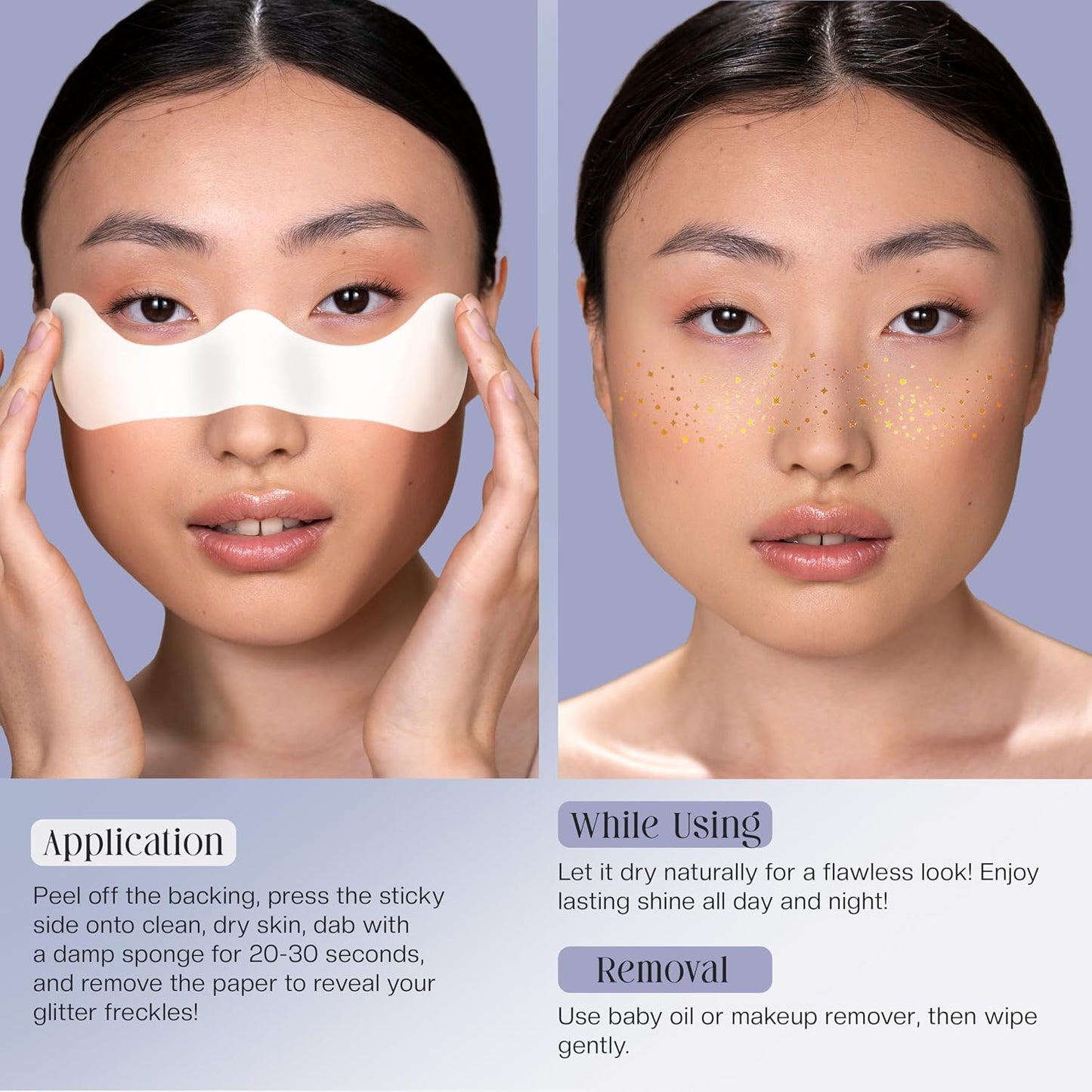 Glitter Freckles Face Tattoo, 10 Pcs Rose Gold Face Glitter Freckles for Women, Festival Outfits for Women Rave Accessories Fake Tattoos, Sparkle Makeup Patches, Waterproof Speckles Patches