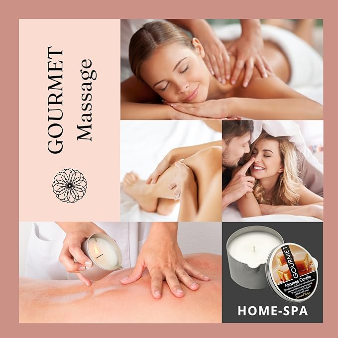 GOURMET COLLECTION Massage Candle for Couples - Moisturizing & Hydrating Skin Care Body Massage Oils Candle - Natural & Vegan (6.76oz), 576014