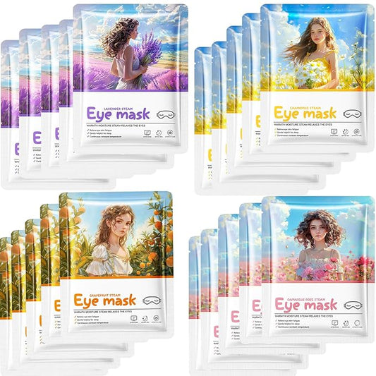 20 Packs steam eye masks for dry eyes，rest self heating eye mask，self warming steam mask，steam eye masks disposable for spa warm compress for eyes travel gifts stress relief