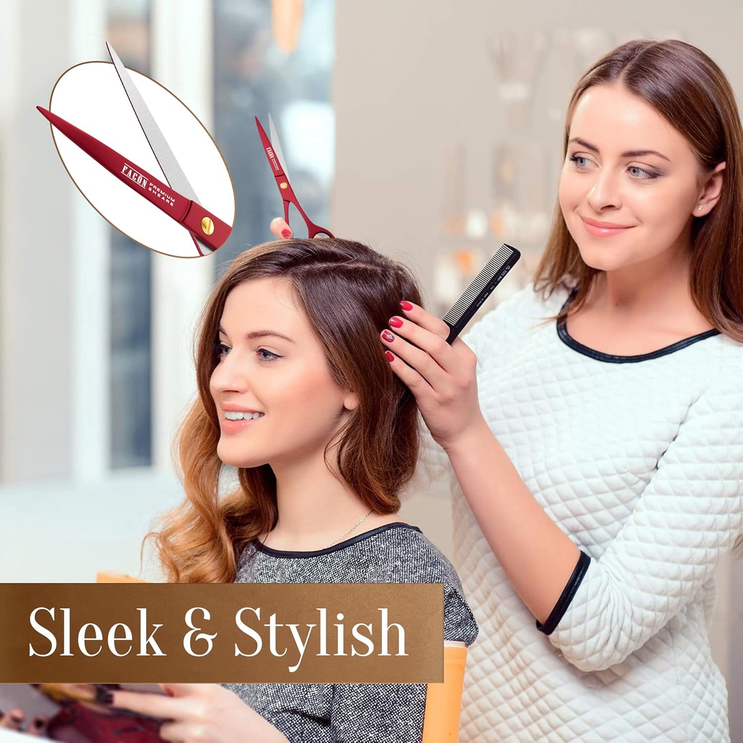 Facón Hair Cutting Scissors - Professional Hair Scissors 6.5 Inch Razor Edge Barber Shears Salon Hair Cutting Shears - Japanese Stainless Steel - Precision Cutting Premium Shears for Men, Women & Kids