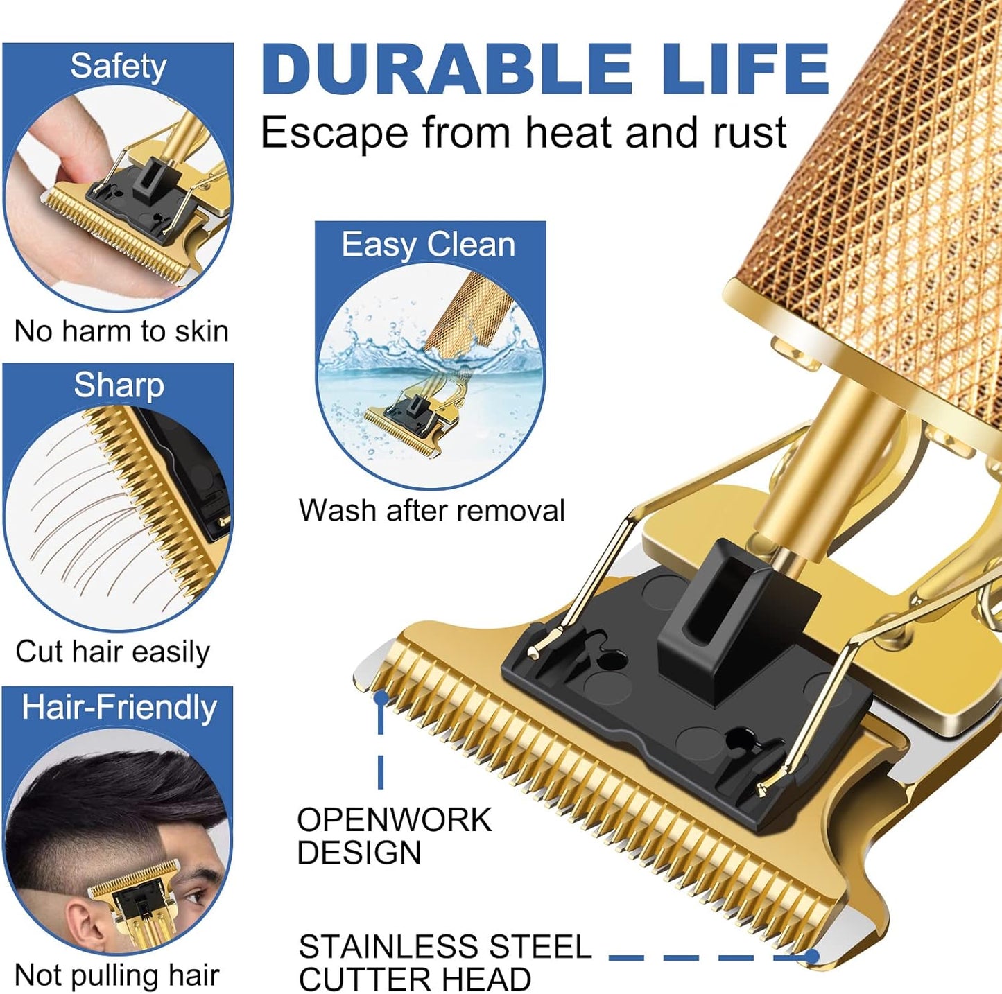 candyfouse Hair Clippers for Men, Rechargeable Beard Trimmer with 4 Limit Combs, Grooming Kit for Barbers Haircut, USB Type-C Charging, Professional Shaver Gifts