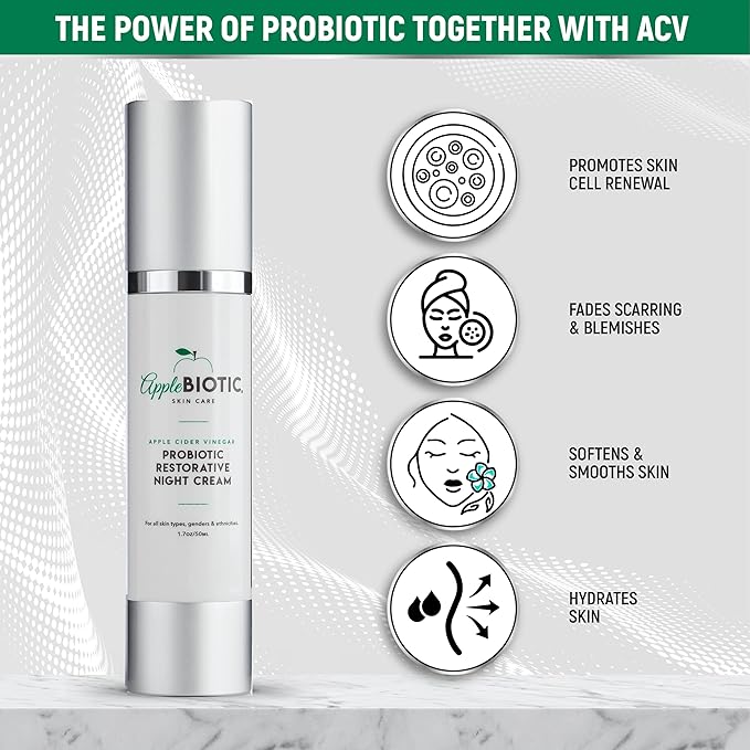 Apple Cider Vinegar Night & Day Cream Duo with Vitamin B3, Green Tea and Chamomile Extracts for Dry, Oily, Sensitive Skin, Skincare for men, women, teens