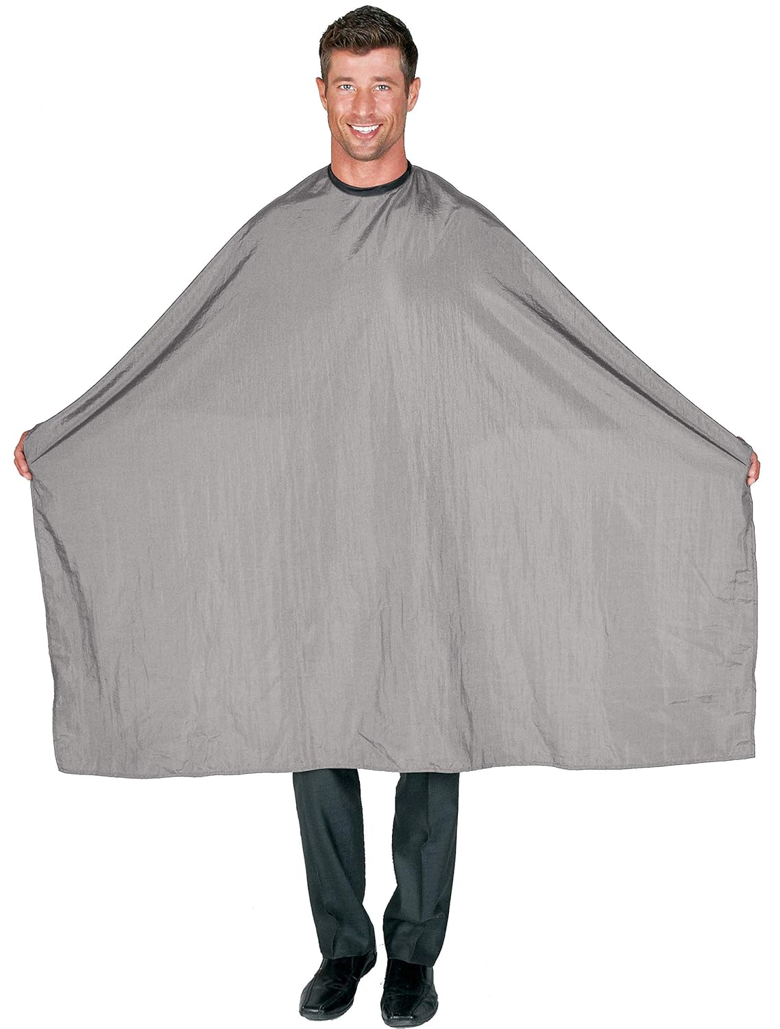 Betty Dain Lightweight Crinkle Nylon Hair Cutting/Styling Cape, Water Resistant, Ultra Lightweight Crinkle Antron Nylon, Repels Hair, Neck Snap Closure, Generous 54 x 60 Inch Size, Silver