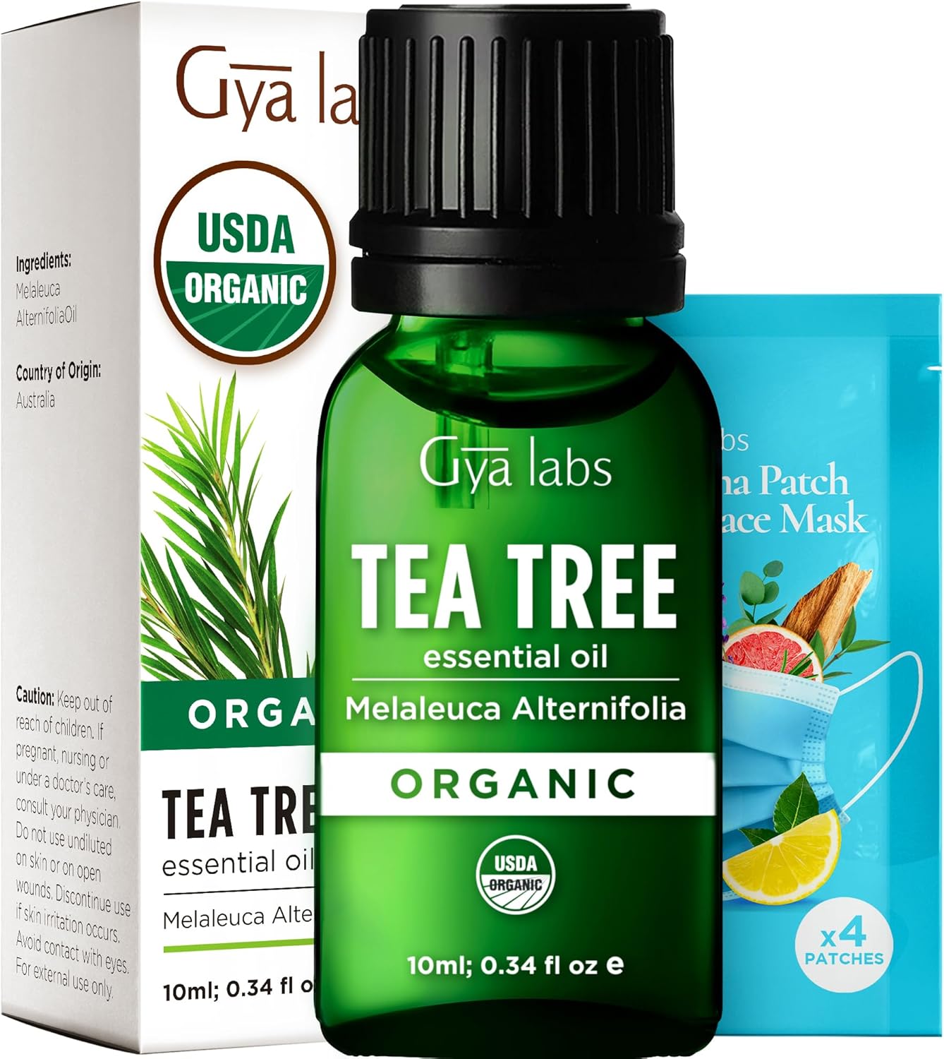 Gya Labs Organic Tea Tree Essential Oil - 0.34 Fl Oz - for Skin, Hair, Diffuser, Aromatherapy, DIY Candle Making Scents