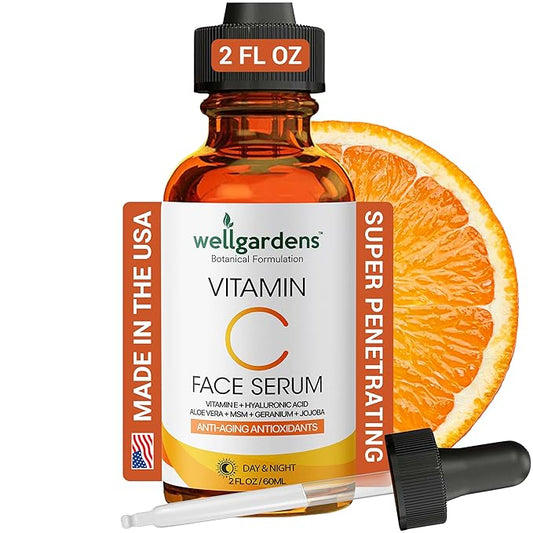 100% Pure Vitamin C Serum for Face - Anti Aging Face Serum - Vitamin C Face Serum, Vitamin E, Hyaluronic Acid, Botanical Blend - Face Serum for Eye Area, Dark Spots, Fine Lines, Wrinkles - 2 FL OZ