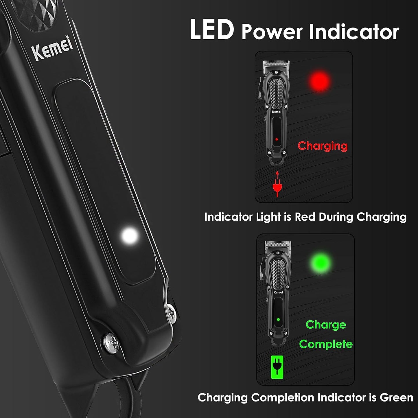 KEMEI Hair Clippers for Men, Professional Barber Clipper for Hair Cutting Cordless & Corded, Rechargeable Beard Trimmer